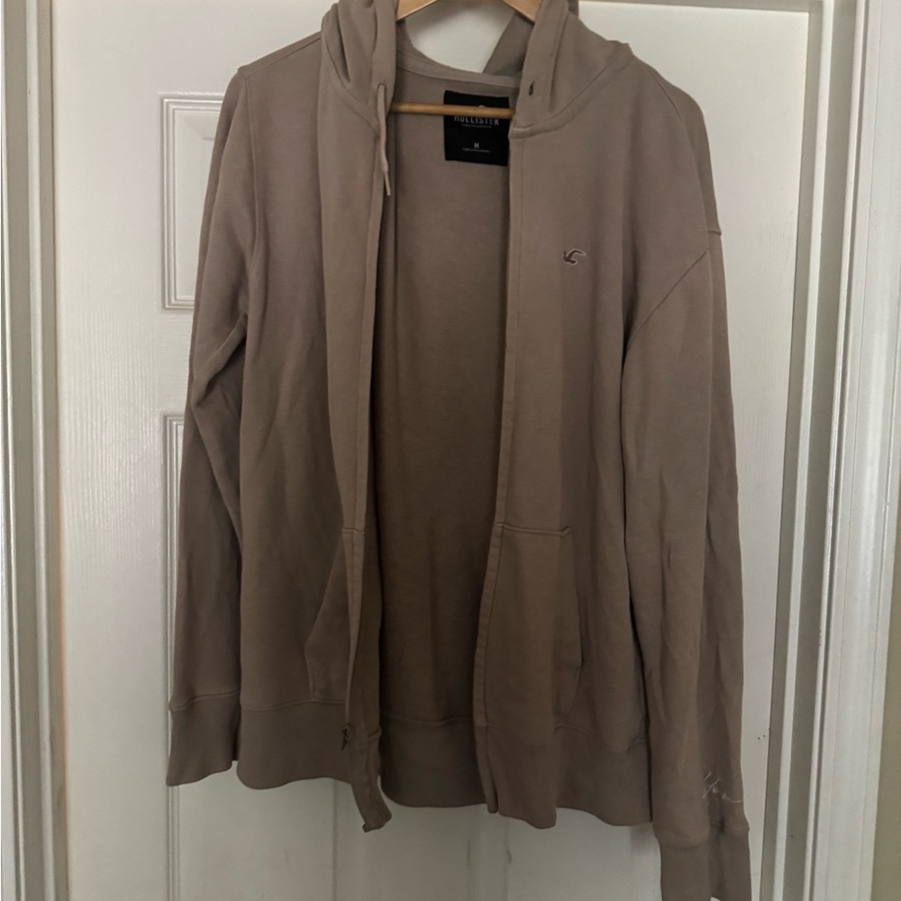 Hollister Tan Zip Up Sweater Soft Knit Relaxed Fit-MENS MEDIUM